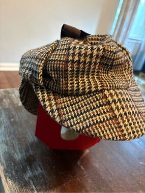 Vintage Carriglen Wool Plaid Newsboy Cap - Brown Multi